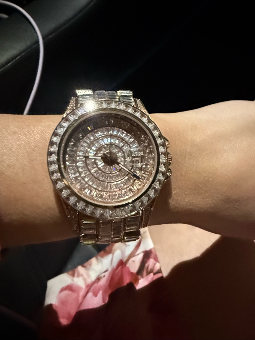 Baguette watch rose gold and CZ